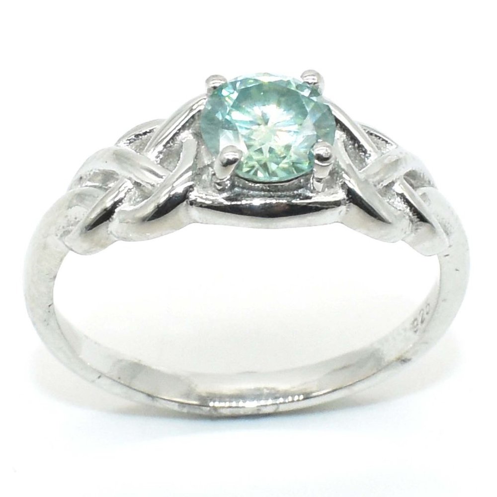 925 Sterling Silver Moissanite Ring, Size 7